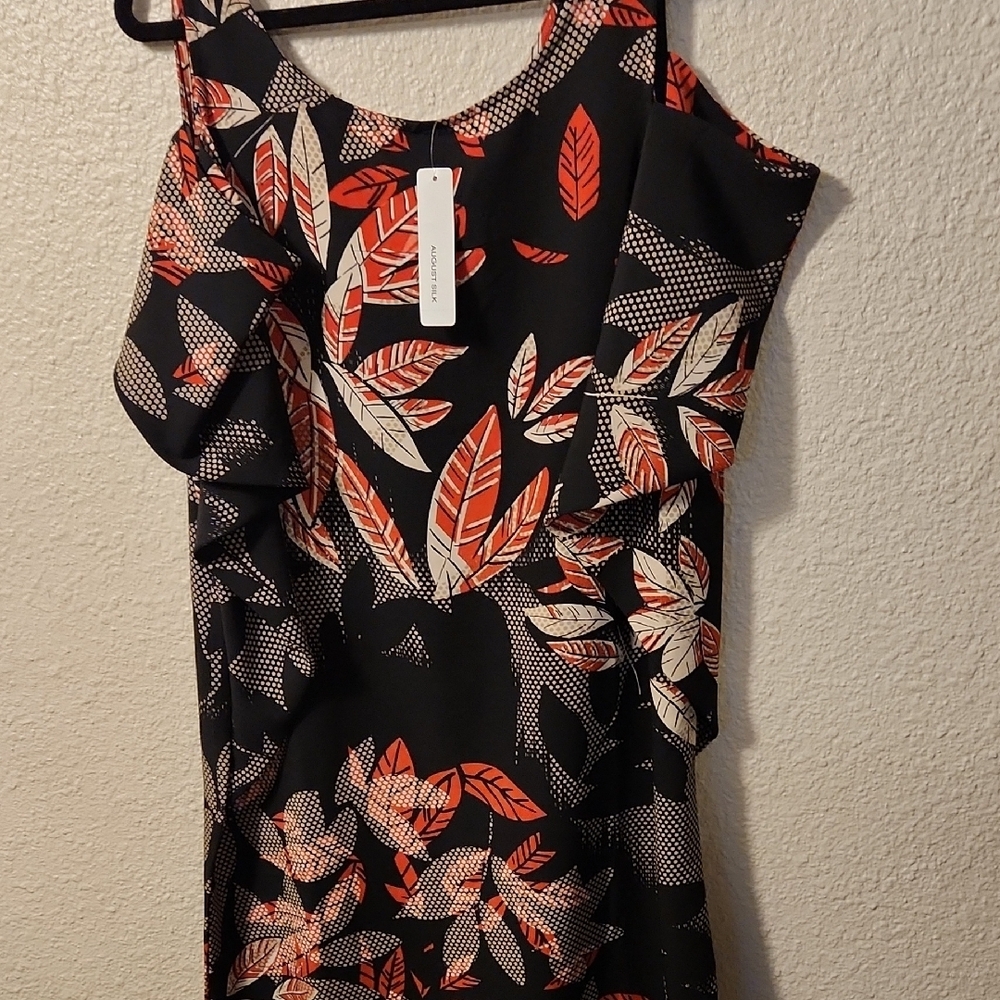 Black and Red Leaf Print Dress